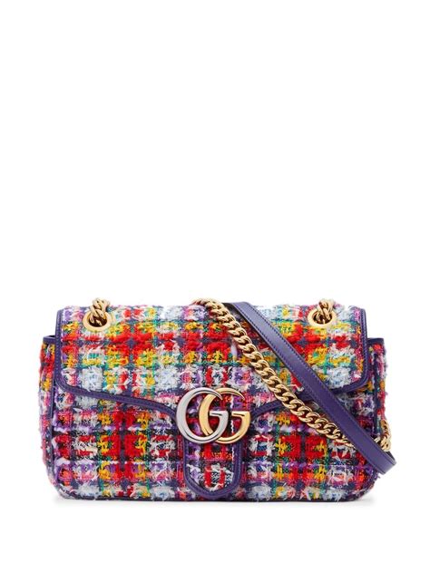 gucci tweed tote|GG Marmont small shoulder bag in blue tweed .